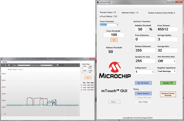 Screen capture of GUI